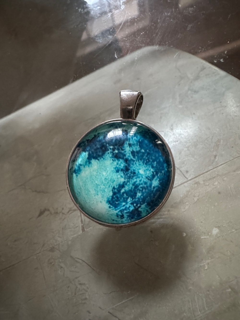 Blue Moon Glow in the Dark  Dome Pendant Necklace - Women Jewelry